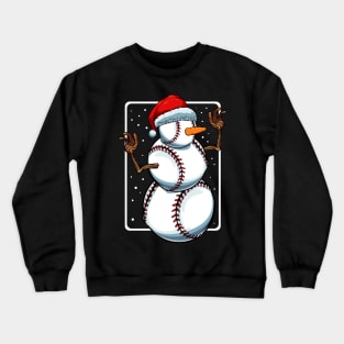 Baseball Snowman - Baseball Fan Christmas Present Crewneck Sweatshirt